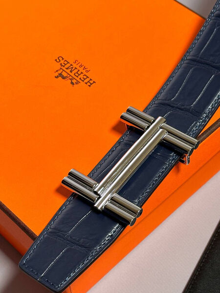 Мужской ремень Hermès мужской кожа синий 152885-4