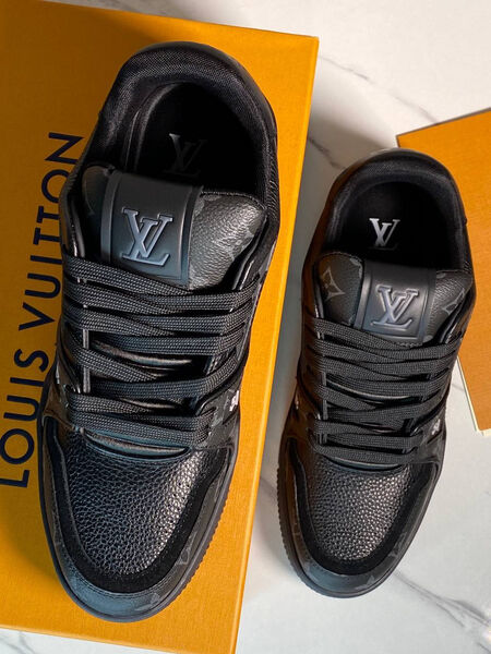 Мужские кроссовки Louis Vuitton мужской кожа черный 172795-4