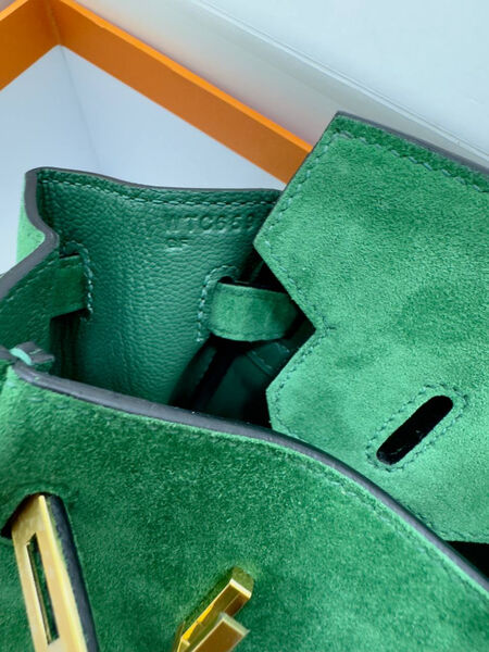 Сумка Hermès Birkin 25 женский замша болотный 155727-5