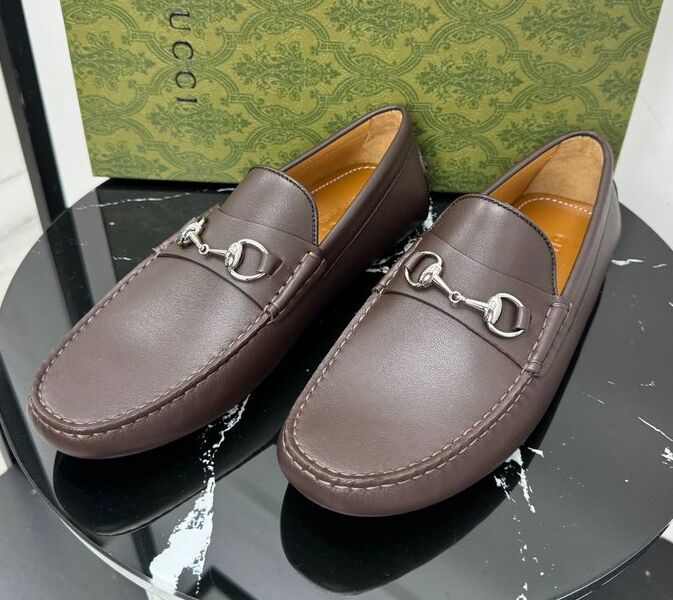 Мужские мокасины Gucci мужской кожа 195753