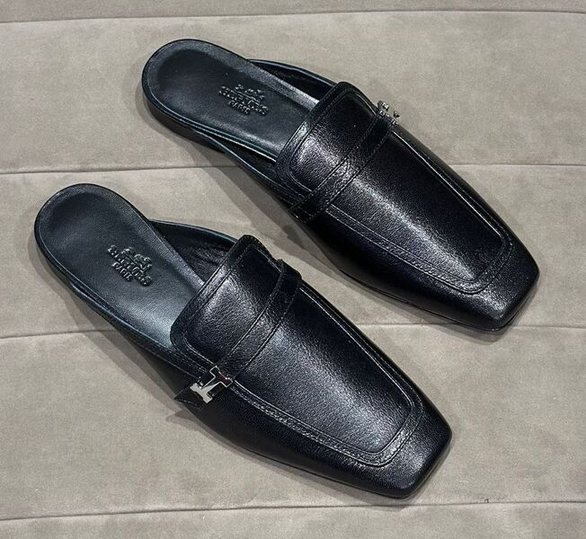 Мюли Hermès женский кожа черный 117105