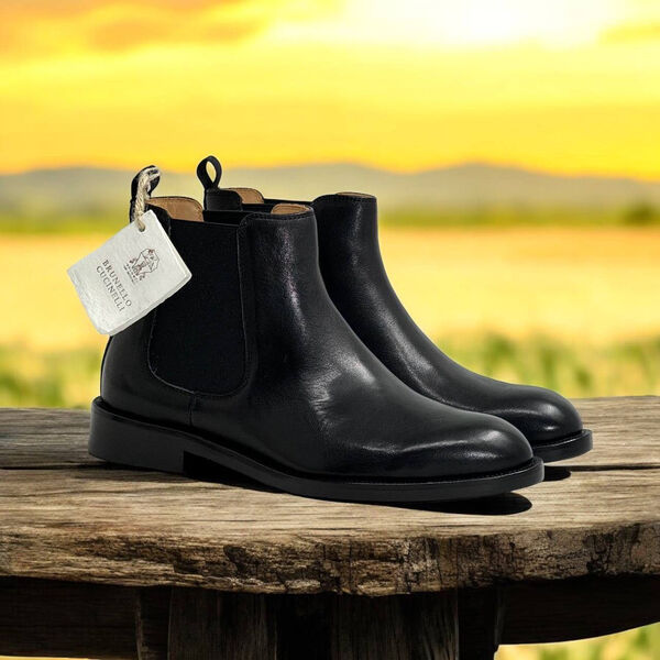 Мужские ботинки Brunello Cucinelli мужской кожа черный 168173-5