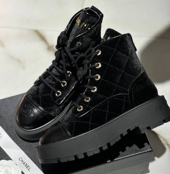 Ботинки Chanel женский замша черный 159793