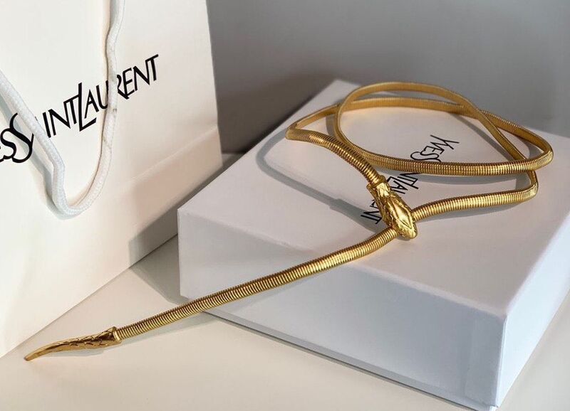 Женский ремень Saint Laurent женский бронзовый 93399