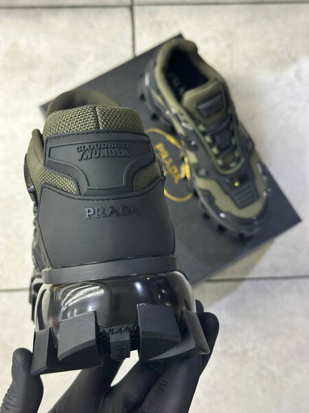 Мужские кроссовки Prada мужской нубук болотный 168831-5
