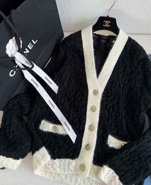 Кардиган Chanel женский вязаная ткань черный 199728