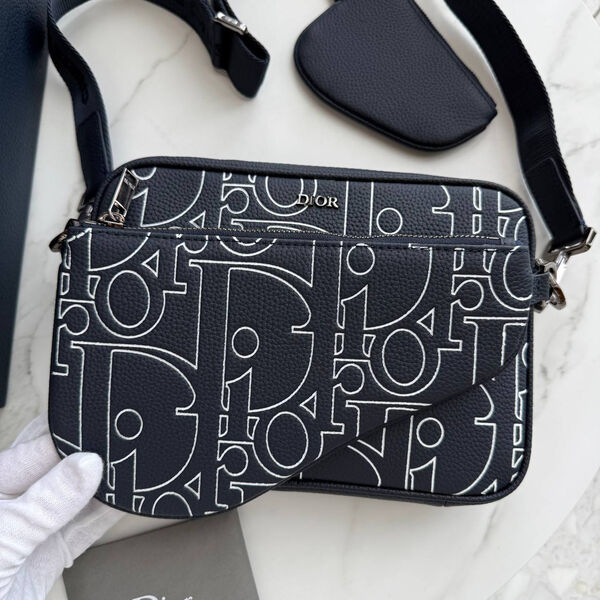Мужская сумка мессенджер Christian Dior мужской кожа черный 194532-2