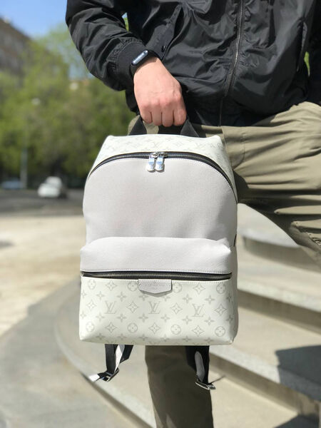 Мужской рюкзак Louis Vuitton мужской кожа белый 145919-2