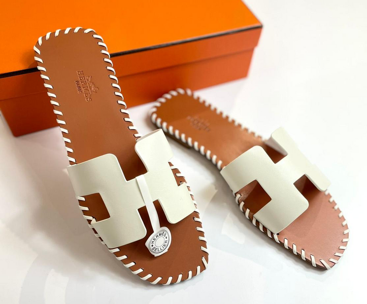 Шлепки Hermès женский кожа бежевый 89545