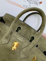 Сумка Hermès Birkin 25 женский замша болотный 155726-3