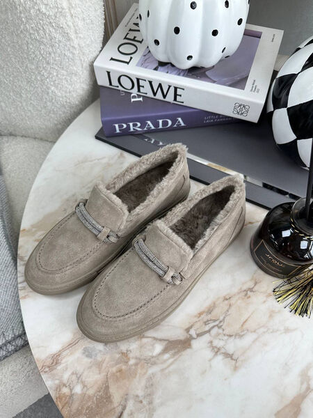 Лоферы Brunello Cucinelli женский овчина бежевый 39760-12