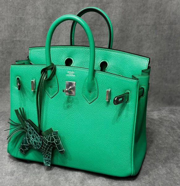 Сумка Hermès Birkin 25 женский кожа болотный 116488