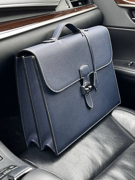 Мужской портфель Hermès мужской кожа синий 108400-2