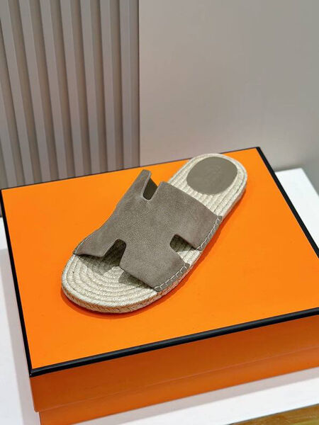Мужские шлепки Hermès мужской замша графитовый 153434-6
