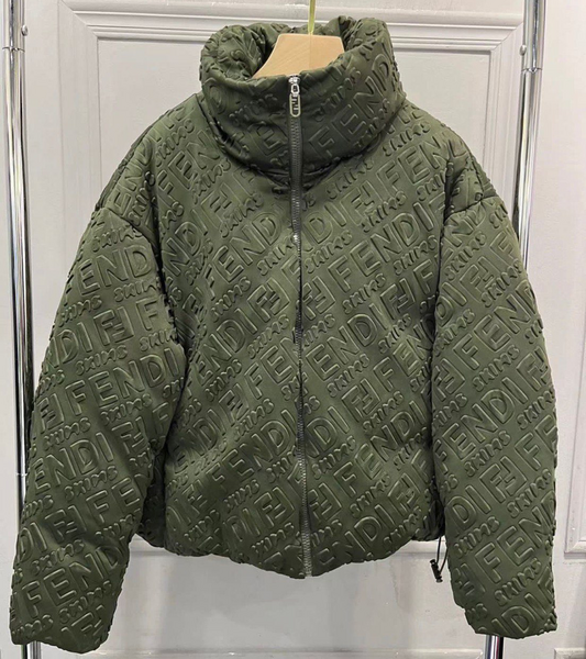 Пуховик Fendi женский болотный 62616