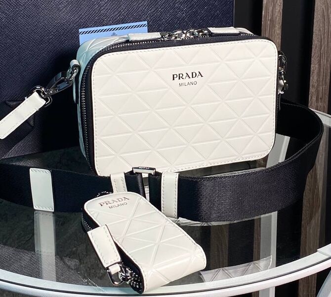 Мужская сумка мессенджер Prada мужской кожа белый 155339
