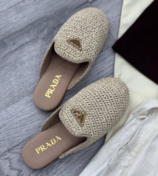 Сабо Prada женский вязаная ткань графитовый 188730