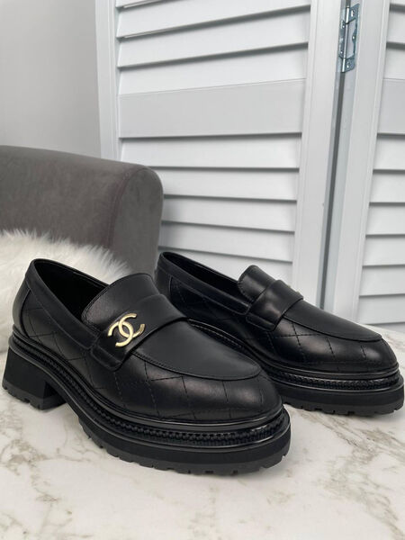 Лоферы Chanel женский кожа черный 122395-6