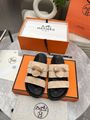 Женские шлепанцы Hermes женский замша бежевый c5377745-1-2