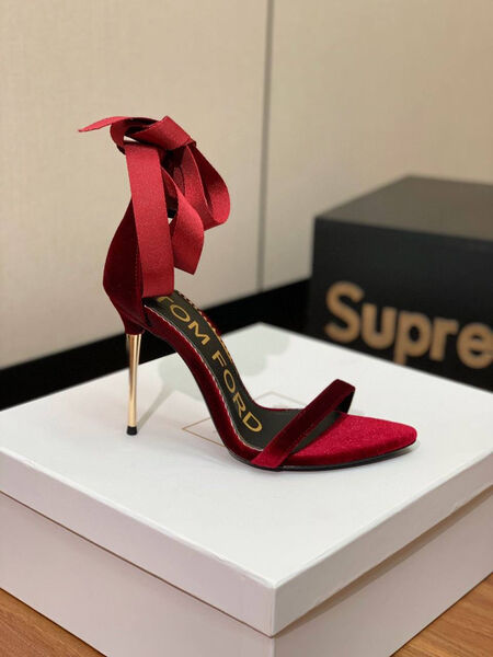 Туфли Tom Ford женский бархат бордовый 150304-3