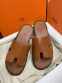 Мужские шлёпанцы Hermes Izmir мужской кожа коричневый c6333656-1-2