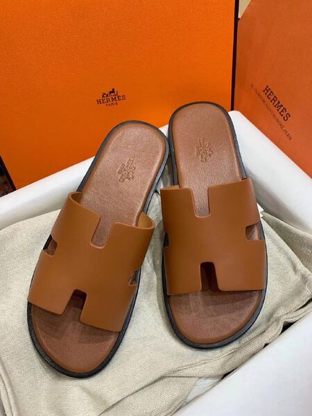 Мужские шлёпанцы Hermes Izmir мужской кожа коричневый c6333656-1-2