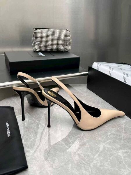 Женские туфли Saint Laurent женский кожа бежевый v9732678-1-4