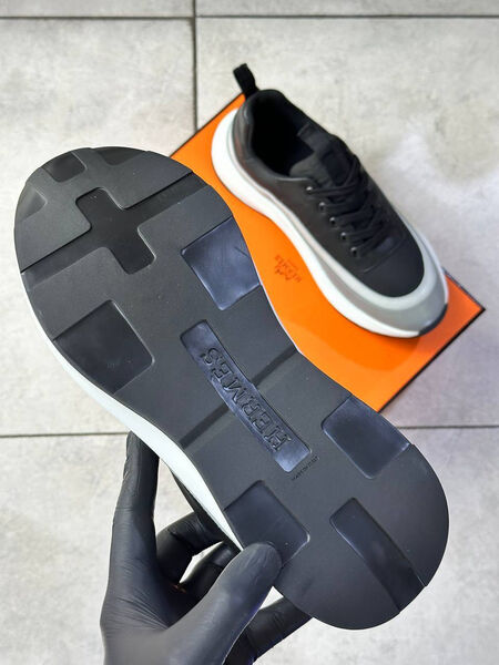 Мужские кроссовки Hermès мужской кожа черный 173054-5