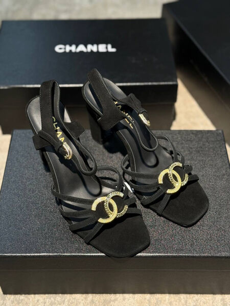Босоножки Chanel женский замша черный 190862-2