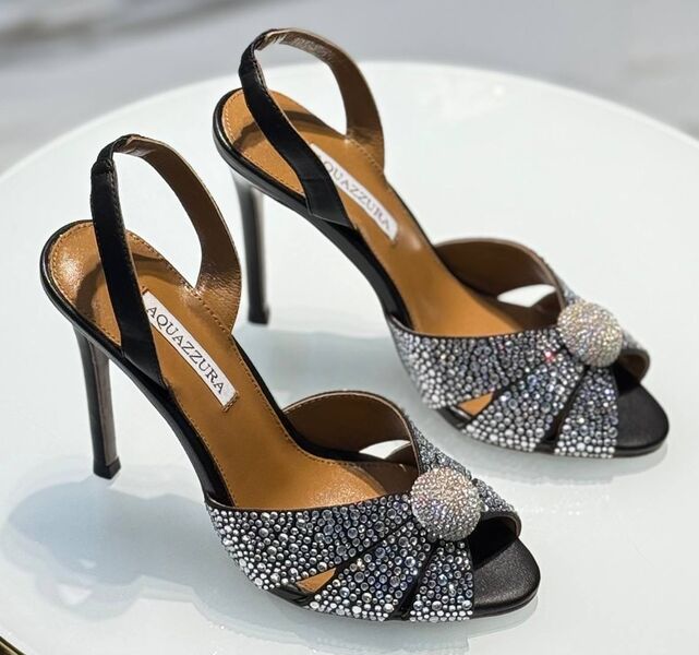 Босоножки Aquazzura женский стразы черный 199971