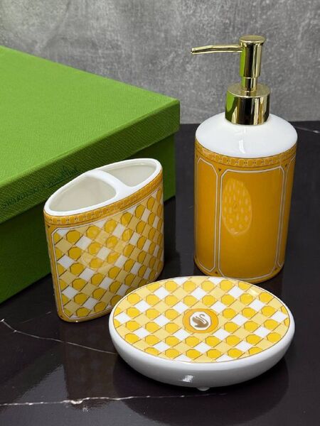 Набор для ванной комнаты Swarovski X Rosenthal фарфор горчичный s8075369-1-3