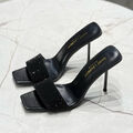 Шлепки Saint Laurent женский кожа черный 106153-3