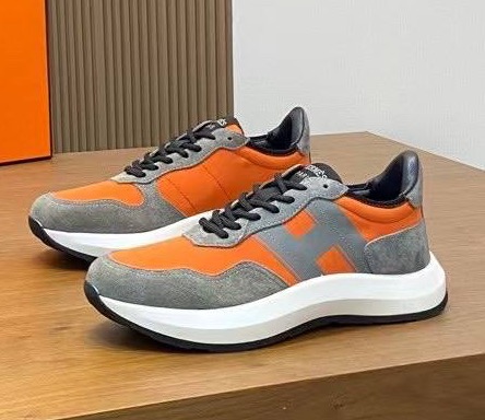 Мужские кроссовки Hermès мужской кожа оранжевый 193701