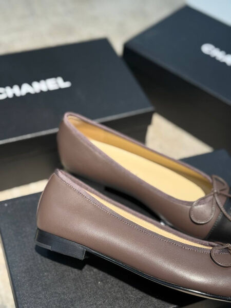 Балетки Chanel женский кожа графитовый 191338-3