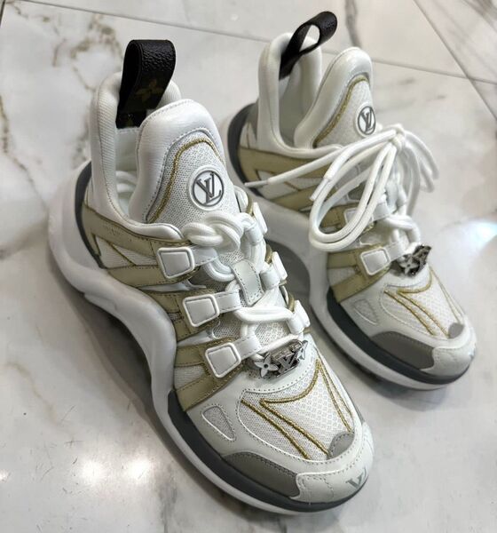 Кроссовки высокие Louis Vuitton женский кожа страуса хаки 104597