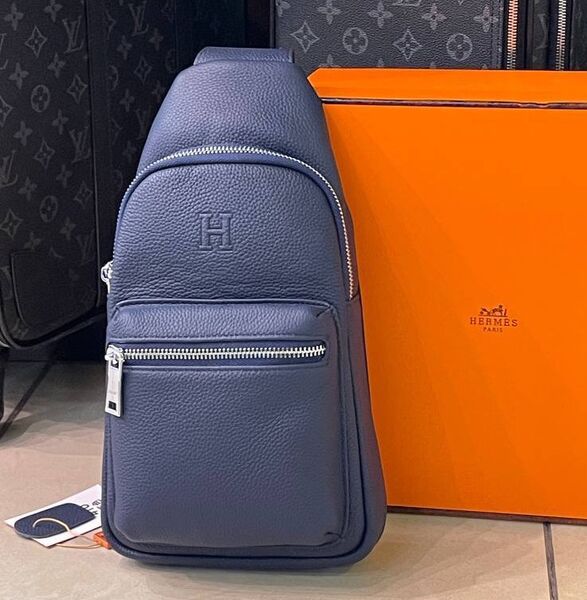 Мужская сумка слинг Hermès мужской кожа синий 144449