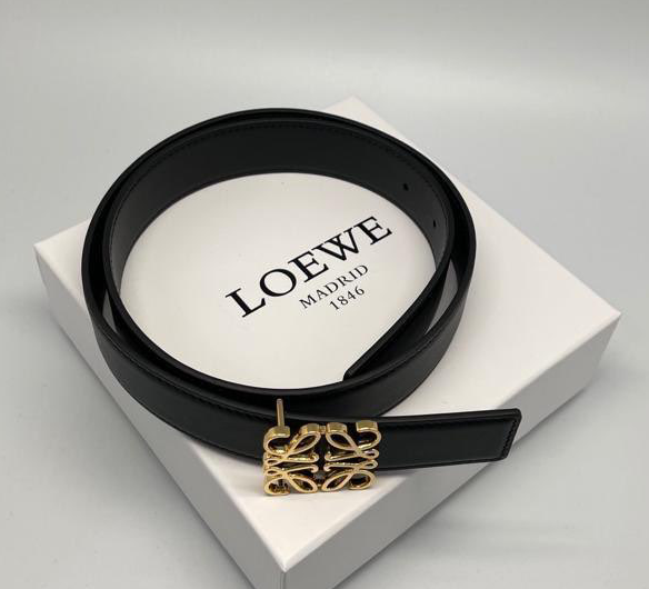 Женский ремень Loewe женский кожа,канва черный 95175