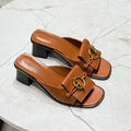 Шлепки Hermès женский кожа бежевый 182116-2