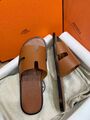 Мужские шлёпанцы Hermes Izmir мужской кожа коричневый c6333656-1-3