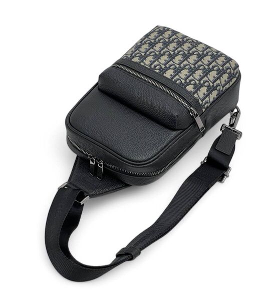 Мужская сумка слинг Christian Dior мужской кожа swift черный,белый 176226-4