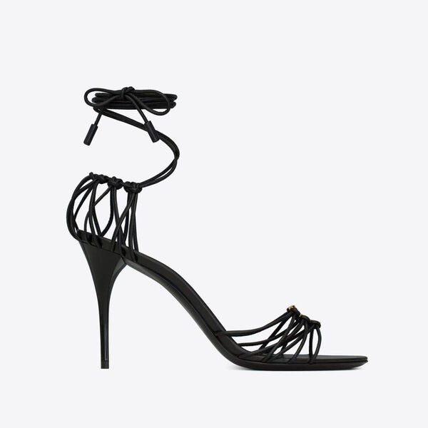 Босоножки Saint Laurent женский кожа черный 151854
