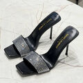 Шлепки Saint Laurent женский кожа графитовый 106147-5
