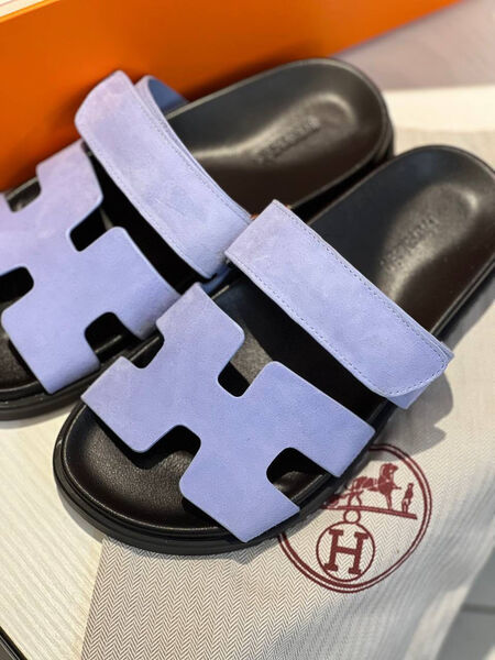 Шлепки Hermès женский замша фиолетовый 107332-2