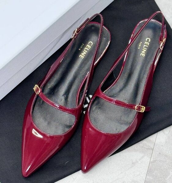Туфли Celine женский кожа бордовый 186931