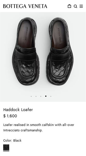 Мужские лоферы Bottega Veneta мужской кожа черный 171183-6
