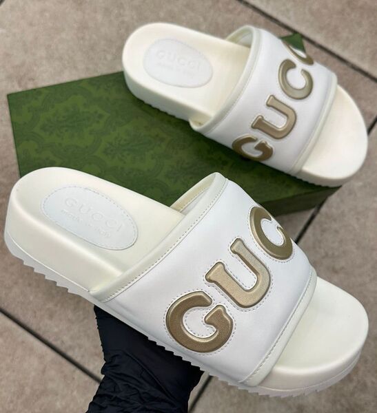 Шлепки Gucci женский кожа белый 118244