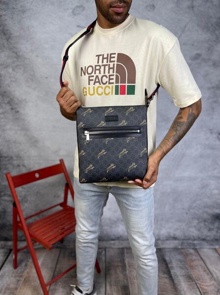 Мужская сумка мессенджер Gucci мужской текстиль синий 42763-2