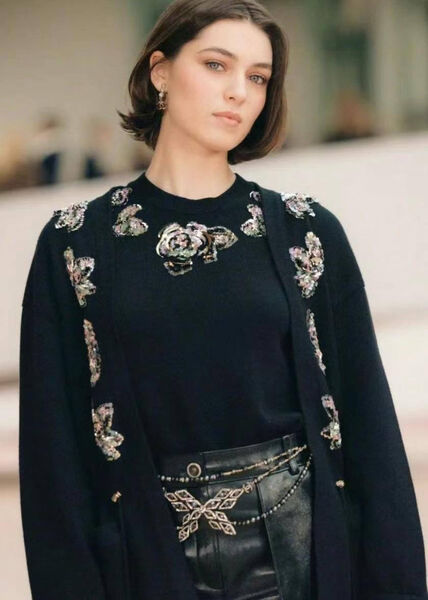 Свитер Chanel женский вязаная ткань черный 194950-3
