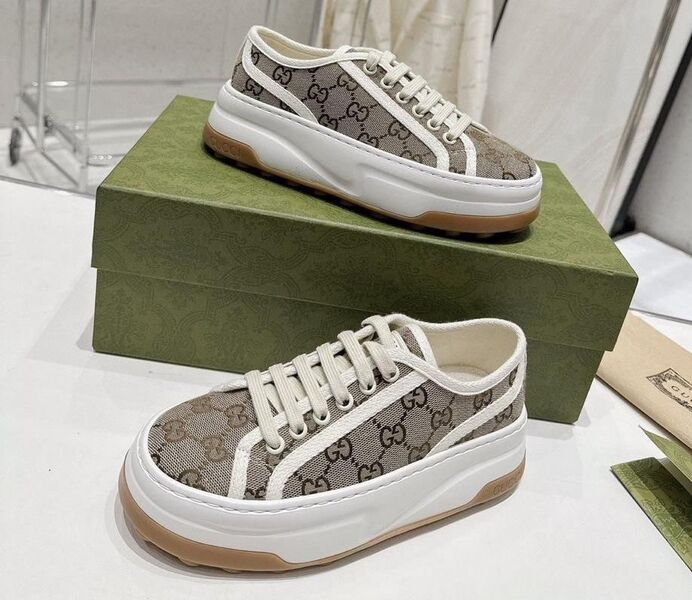 Кеды Gucci женский текстиль бежевый 113988