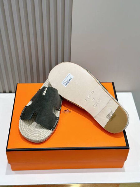 Мужские шлепки Hermès мужской замша графитовый 153427-4
